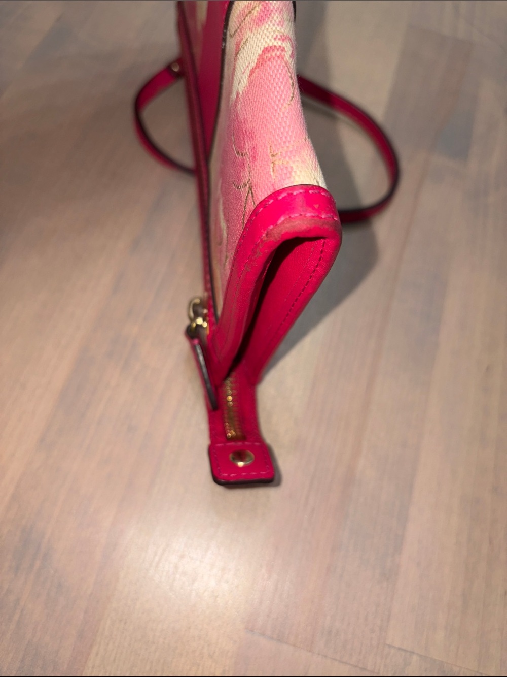 Coach Floral Canvas & Pink Leather Wristlet - Picture 4 of 6